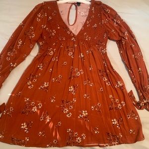 Wild fable long sleeve, burnt orange, floral dress
